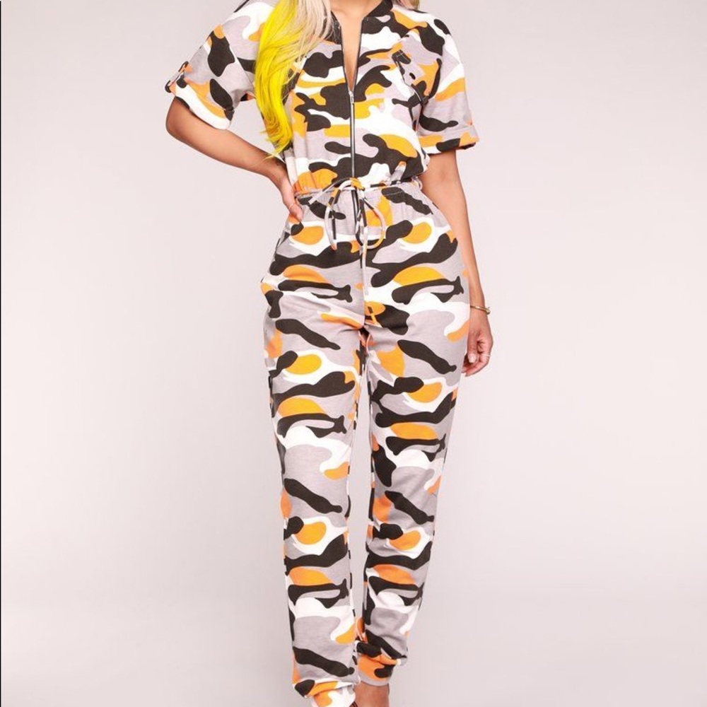 Orange Camo Jumpsuit Fashion Nova Brand New